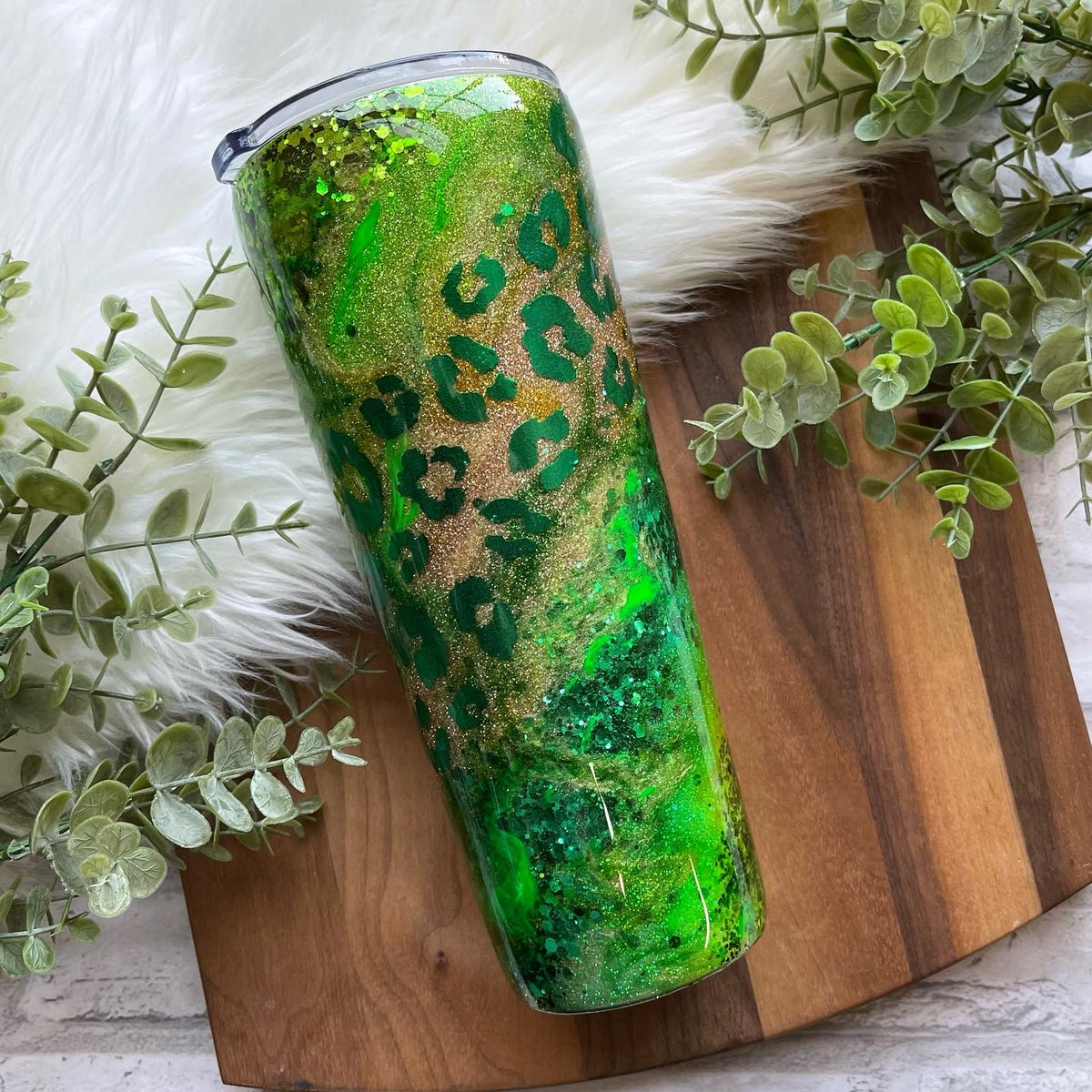 24 oz. Curved Tumbler with Handle (MULTI COLOR SWIRL with GLITTER)