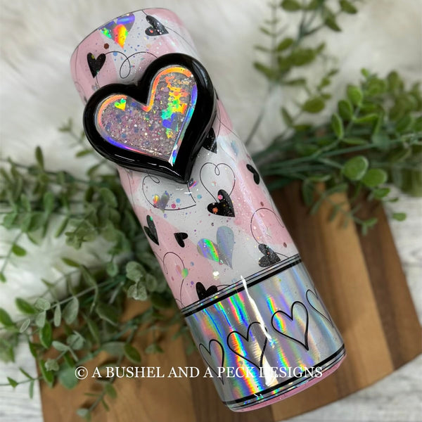 RTS - SNOW GLOBE HEART CHARM TUMBLER